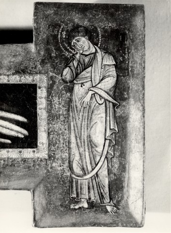 A. Villani e Figli — Rinaldo da Spoleto - sec. XIII - Bologna, croce dipinta: San Giovanni Evangelista — particolare, dopo il restauro